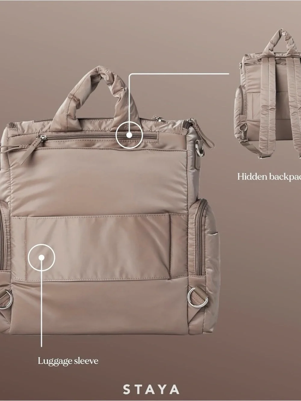 Staya Cloud Diaper Bag Backpack - Taupe